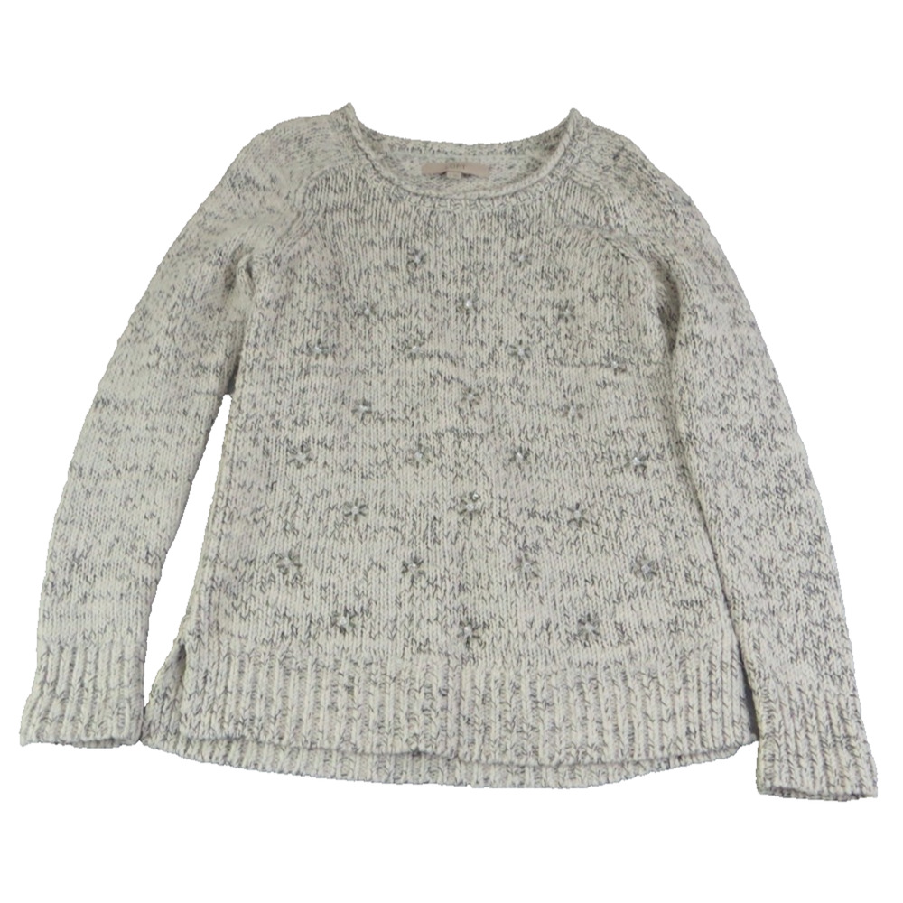Loft Ann Taylor Cotton Wool Blend Ribbed Knit Cottagecore Sweater Women's Size S